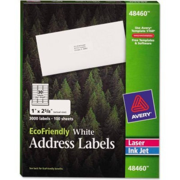 Avery Avery® EcoFriendly Labels, 1 x 2-5/8, White, 3000/Pack 48460